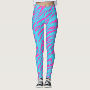Vlammende Roze Leggings met Lichtblauwe Achtergron