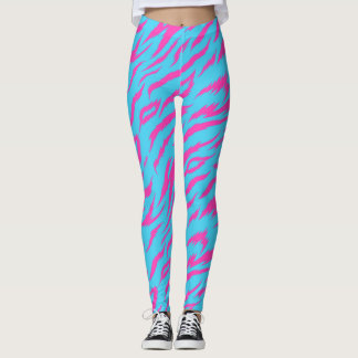 Vlammende Roze Leggings met Lichtblauwe Achtergron