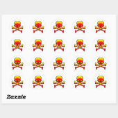Vlammende schedel en kruisbeenderen ronde sticker (Vel)