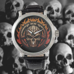 Vlammende Schedel Horloge