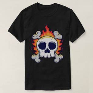Vlammende schedel met gekruiste Botten T-shirt