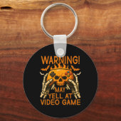 Vlammende Schedel Met Handen Controller Halloween Sleutelhanger (Voorkant)