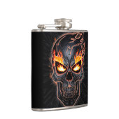 Vlammende schedel - Metalen Gravure Art #2 Heupfles (Rechts)