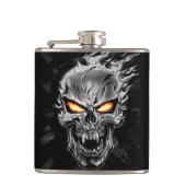 Vlammende schedel - Metalen Gravure Art #3 Heupfles (Voorkant)