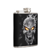 Vlammende schedel - Metalen Gravure Art #3 Heupfles (Rechts)