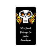 vlammende schedel piraat label (Voorkant)