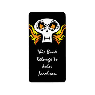 vlammende schedel piraat label