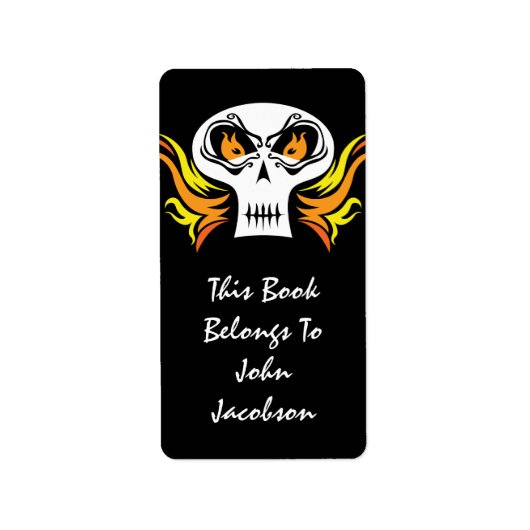 vlammende schedel piraat label (Voorkant)