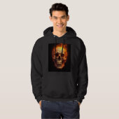 vlammende schedel print hoodie (Voorkant volledig)