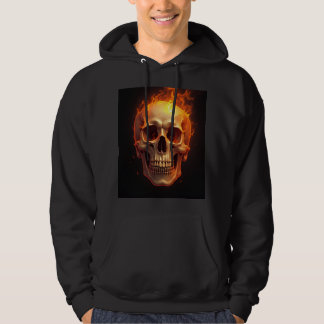 vlammende schedel print hoodie