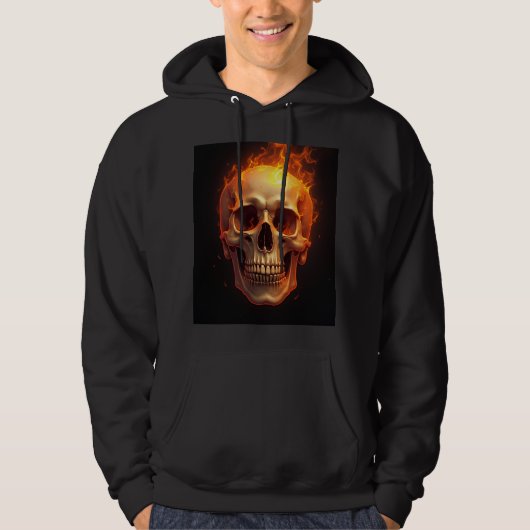 vlammende schedel print hoodie (Voorkant)