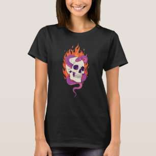 Vlammende Schedel & Slang Dames Grafische T-Shirt
