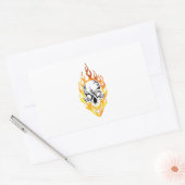 Vlammende schedel Tattoo Rechthoekige Sticker (Envelop)