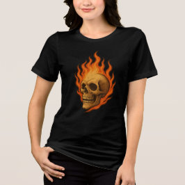 Vlammende Schedel van Wedergeboorte Ontwerp met vu Tri-Blend Shirt