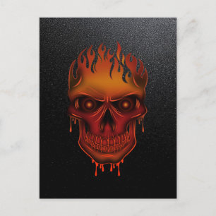 Vlammende Smeltende Schedel op Zwarte Glitter Goth Briefkaart