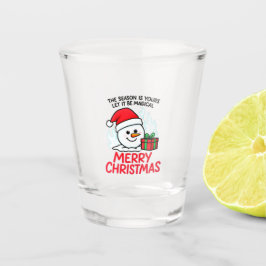 Vlammende Sneeuwman Kerst Grappige Feestdag Miniat Shot Glas