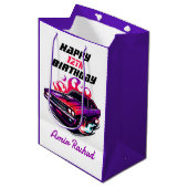 Vlammende Spierauto Paarse & Rode/Oranje Snoep Ver Medium Cadeauzakje (Voorkant Gekanteld)