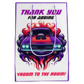 Vlammende Spierauto Paarse & Rode/Oranje Snoep Ver Medium Cadeauzakje (Achterkant)