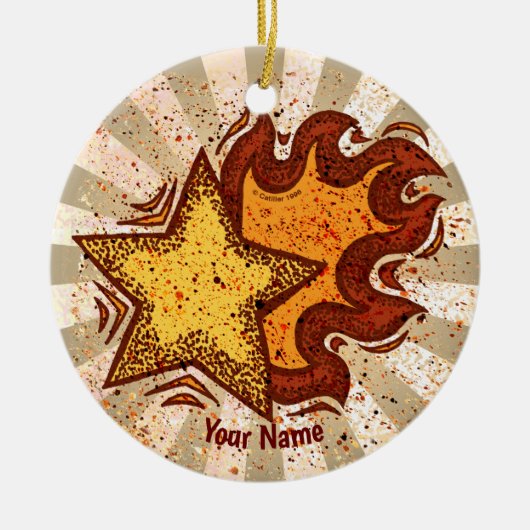 Vlammende Ster Keramisch Ornament (Voorkant)