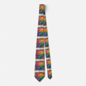 Vlammende stropdas | Regenboem bloemen nep glitter (Voorkant)