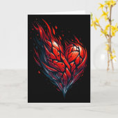 Vlammende Valentijn Rode Hart Op Vuur Kaart (Gele Bloem)