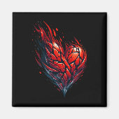 Vlammende Valentijn rood hart op vuur Magneet (Voorkant)