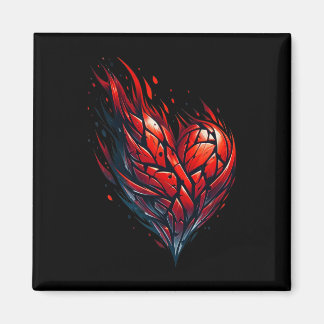 Vlammende Valentijn rood hart op vuur Magneet