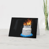 Vlammende verjaardagstaart kaart (Voorkant)