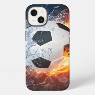 Vlammende voetbal bal werp kussen iPhone 13 hoesje