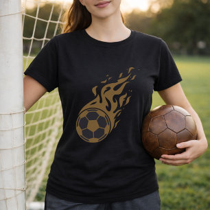 Vlammende Voetbal Kunst; Vuurbal Voetbal Grafisch  T-shirt