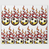 Vlammende Voetbal Vuur Sport Cadeaupapier (Vlak)