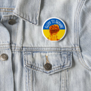 Vlammende Vuist Oekraïne Vlag Verzet Steun  Ronde Button 5,7 Cm