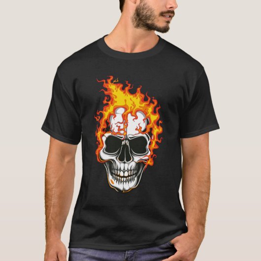Vlammende Vuur Schedel T-Shirt (Voorkant)