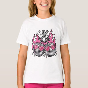 Vlammende Zilveren Kersen - Chrome Kers Op Vuur Y2 T-shirt