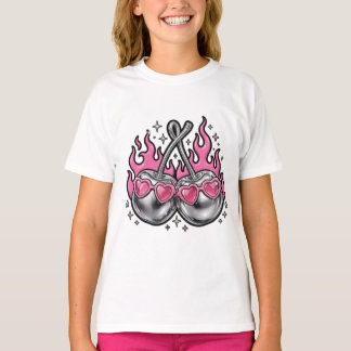 Vlammende Zilveren Kersen - Chrome Kers Op Vuur Y2 T-shirt