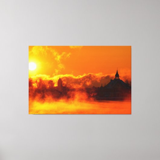 Vlammende zonsopgang in Helsinki canvas kunst (Voorkant)