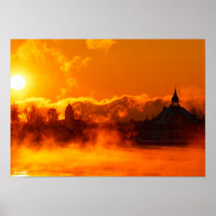 Vlammende zonsopgang in Helsinki poster