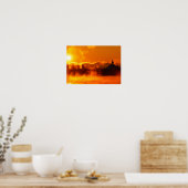 Vlammende zonsopgang in Helsinki poster (Keuken)