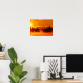 Vlammende zonsopgang in Helsinki poster (Thuiskantoor)