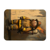 Vlammende zorg: de overweldigde brandweerman magneet (Horizontaal)