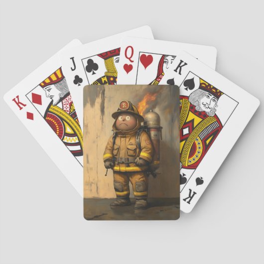 Vlammende zorg: de overweldigde brandweerman pokerkaarten (Achterkant)
