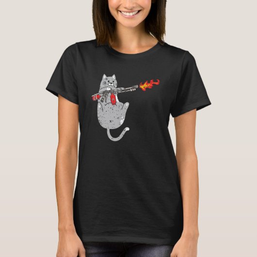 Vlammenwerper Kat Vlammenwerper Vuur Wapen Kitty T-shirt (Voorkant)