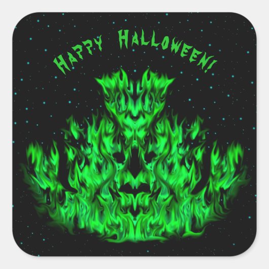 Vlammonster in de Starlight Sky Vierkante Sticker (Voorkant)