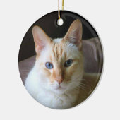 Vlampunt Siamese kat met blauwe ogen Keramisch Ornament (Links)