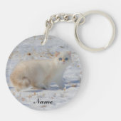 Vlampunts met blauwe ogen in de sneeuw sleutelhanger (Achterkant)