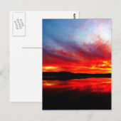 Vlamrode zon naar beneden briefkaart (Voorkant / Achterkant)