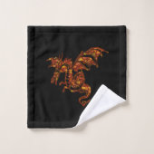 Vlamt Dragon op zwart Bad Handdoek (Wasdoekje)