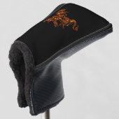 Vlamt Dragon op zwart Golfheadcover (3/4 voorkant)