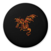 Vlamt Dragon op zwart Keramische Knop (Voorkant)