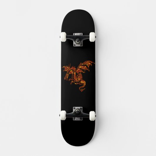 Vlamt Dragon op zwart Persoonlijk Skateboard (Voorkant)